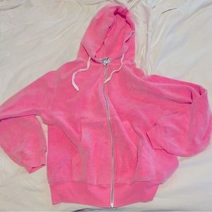 Wildfox Pink Fuzzy Zip-Up Hoodie